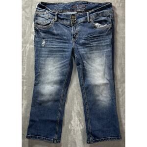 Ariya Jeans Womens 13/14 Decorative Pocket Capri Y2K Distressed Urban Streetwear